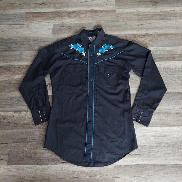 Vintage Ely Diamond Embroidered Pearl Snap Western Shirt Small - Picture 3 of 12